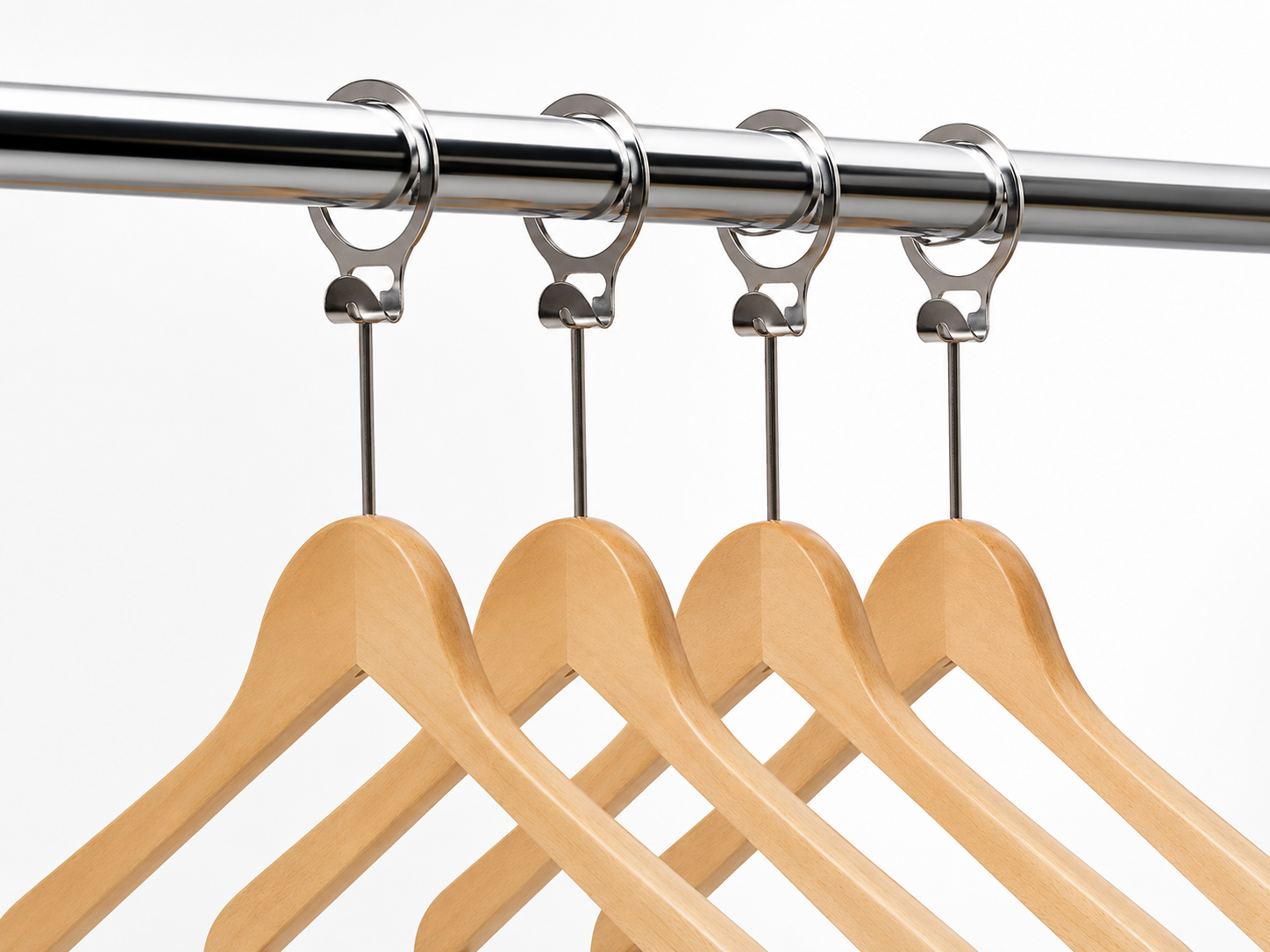 Several hotel anti-theft hangers grouped together