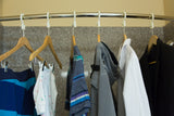Anti Theft Hotel Hanger - Clothes hanging in bathroom shower with the CovertAHanger